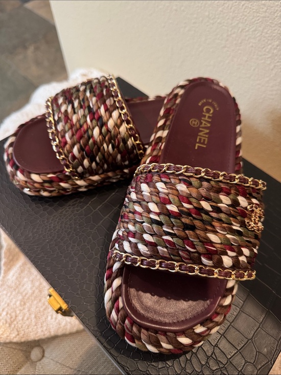 None Shoes - Chanel Braided Multi Colored Sandals